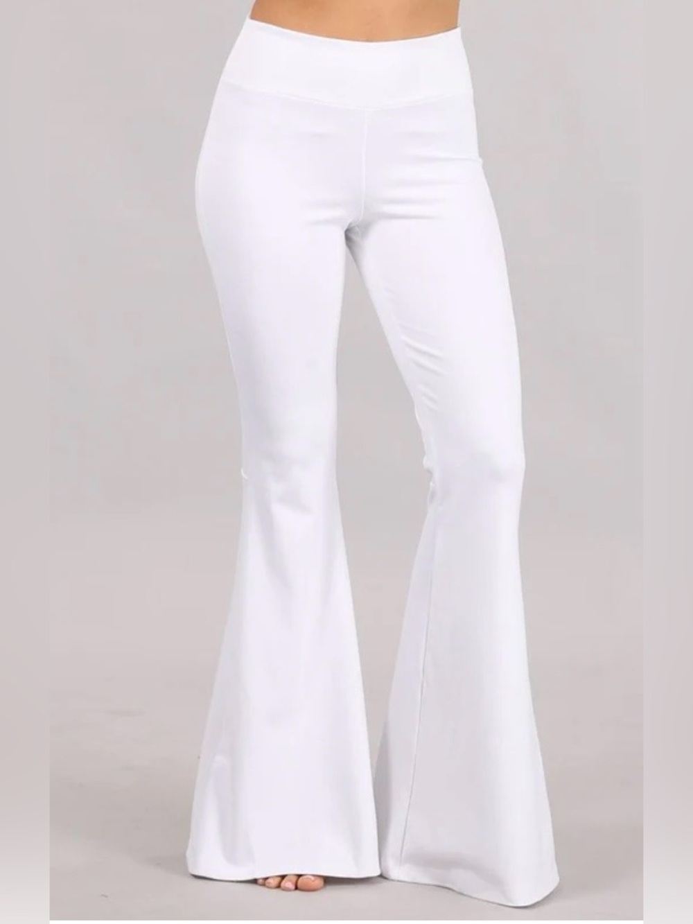 Chatoyant White High-Waist Flared Pants